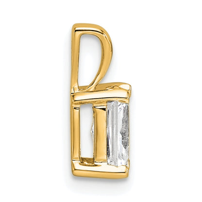 14K Yellow Gold 3/4 Carat Lab Grown Diamond Vs+ F+ Radiant Complete Four Prong Pendant
