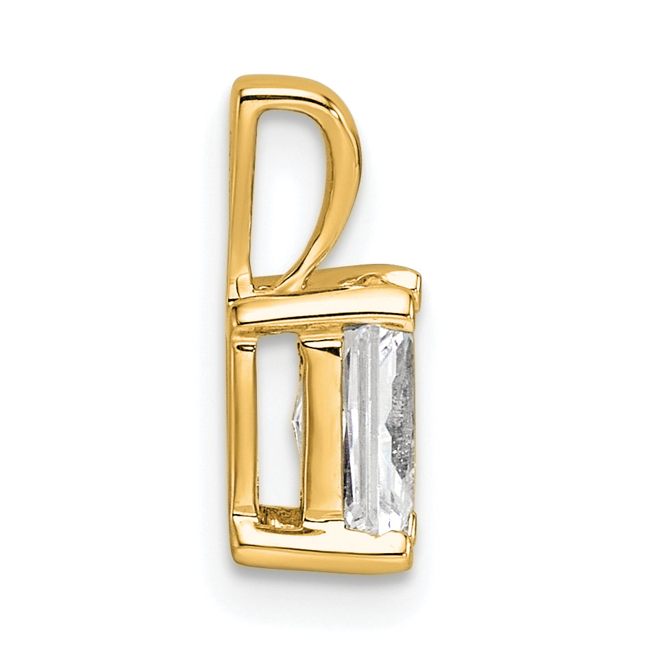 14K Yellow Gold 3/4 Carat Certified Lab Grown Diamond Vs+ F+ Radiant Complete Four Prong Pendant