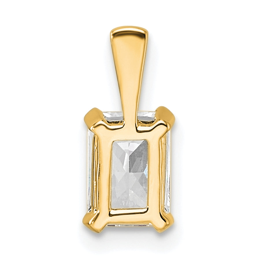 14K Yellow Gold 3/4 Carat Lab Grown Diamond Vs+ F+ Radiant Complete Four Prong Pendant