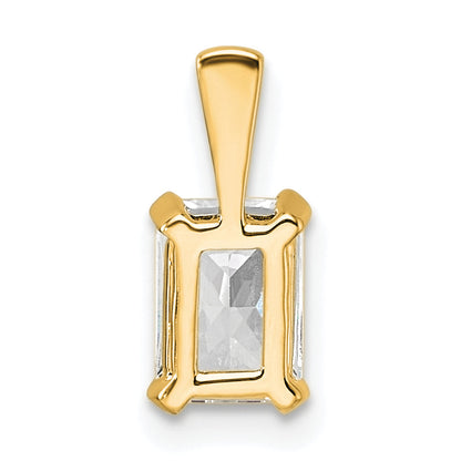 14K Yellow Gold 3/4 Carat Lab Grown Diamond Vs+ F+ Radiant Complete Four Prong Pendant