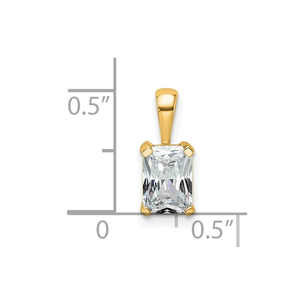 14k Yellow Gold 3/4 Ct. Certified Lab Grown Diamond VS/SI+ G+ Radiant Four Prong Pendant
