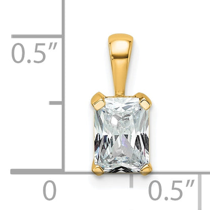 14K Yellow Gold 3/4 Carat Lab Grown Diamond Vs+ F+ Radiant Complete Four Prong Pendant
