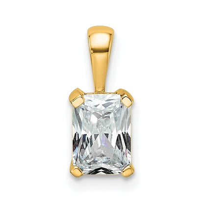 14k Yellow Gold 3/4 Ct. Lab Grown Diamond VS/SI+ G+ Radiant Four Prong Pendant