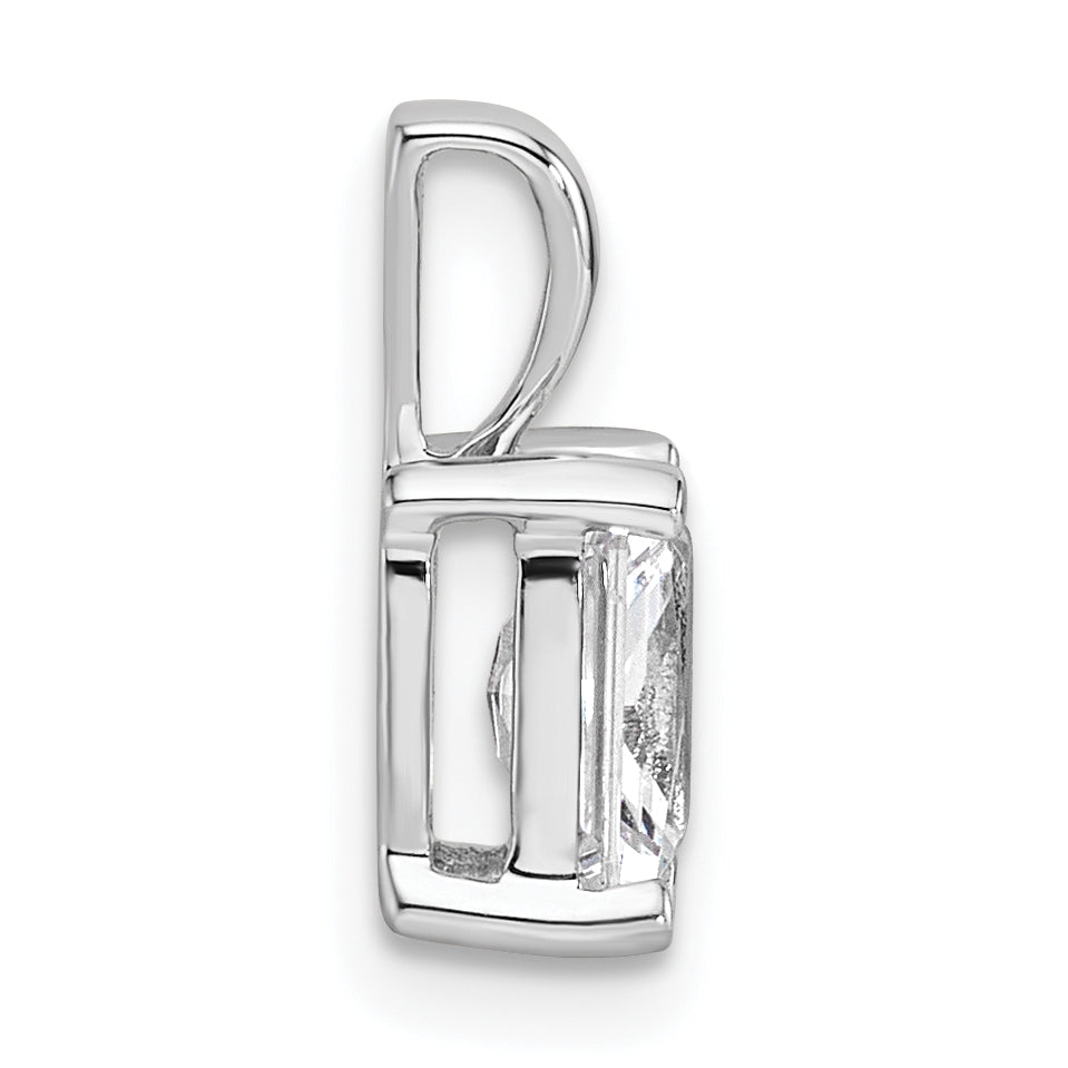 14K White Gold 1 Carat Lab Grown Diamond Vs+ F+ Radiant Complete Four Prong Pendant