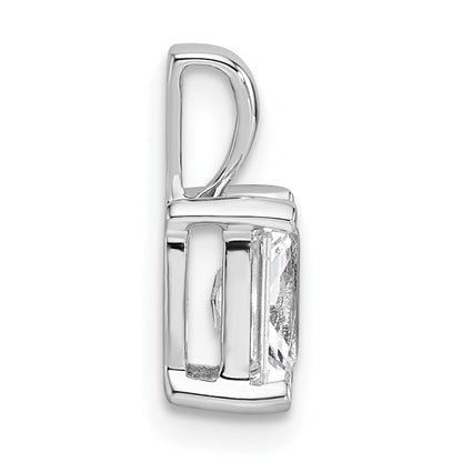 14K White Gold 1 Carat Lab Grown Diamond Vs+ F+ Radiant Complete Four Prong Pendant