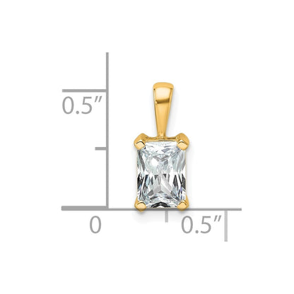 14k Yellow Gold 1 Ct. Certified Lab Grown Diamond VS/SI+ G+ Radiant Four Prong Pendant