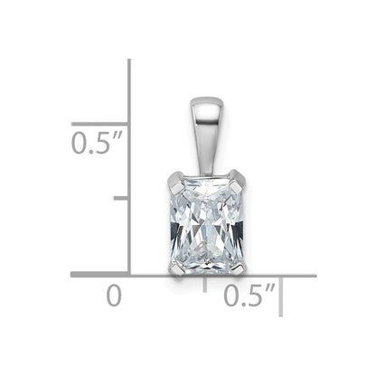 14k White Gold 1 1/2 Ct. Lab Grown Diamond VS/SI+ G+ Radiant Complete Four Prong Pendant