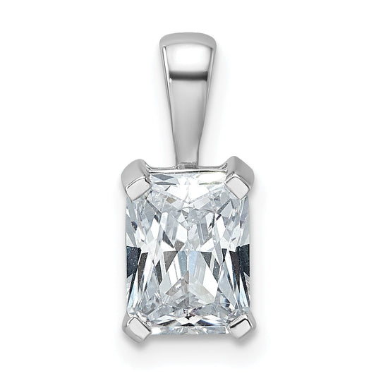 14K White Gold 1 1/2 Carat Certified Lab Grown Diamond Vs+ F+ Radiant Complete Four Prong Pendant