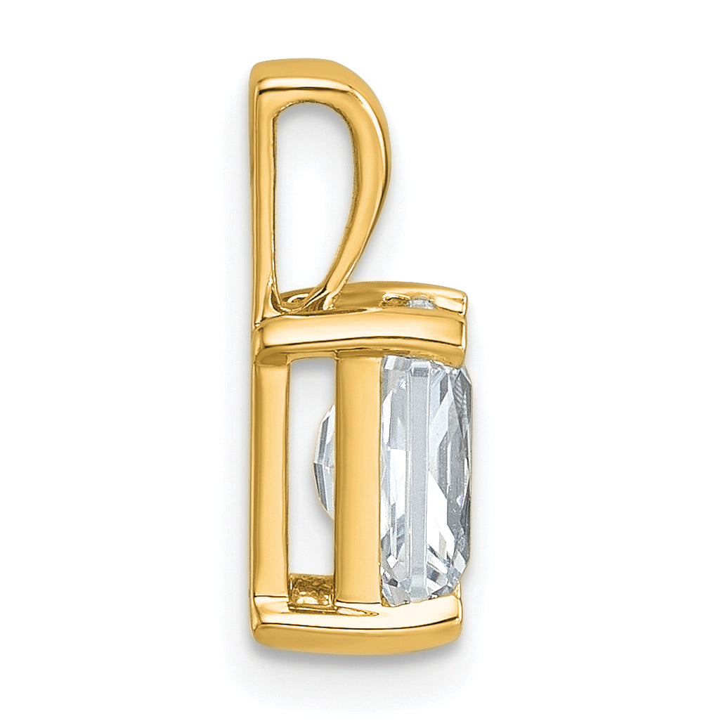 14K Yellow Gold 1 1/2 Carat Certified Lab Grown Diamond Vs+ F+ Radiant Complete Four Prong Pendant