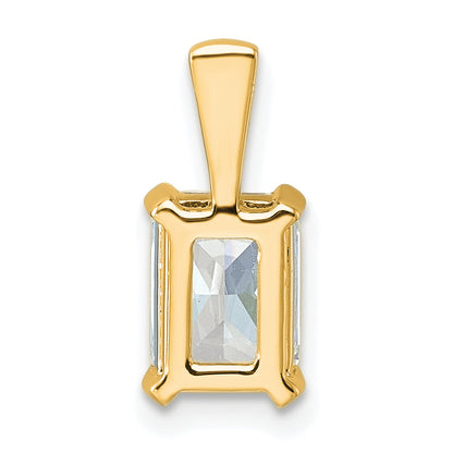 14K Yellow Gold 1 1/2 Carat Lab Grown Diamond Vs+ F+ Radiant Complete Four Prong Pendant