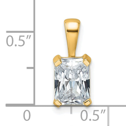 14K Yellow Gold 1 1/2 Carat Certified Lab Grown Diamond Vs+ F+ Radiant Complete Four Prong Pendant