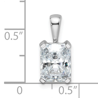 14K White Gold 2 Carat Certified Lab Grown Diamond Vs+ F+ Radiant Complete Four Prong Pendant
