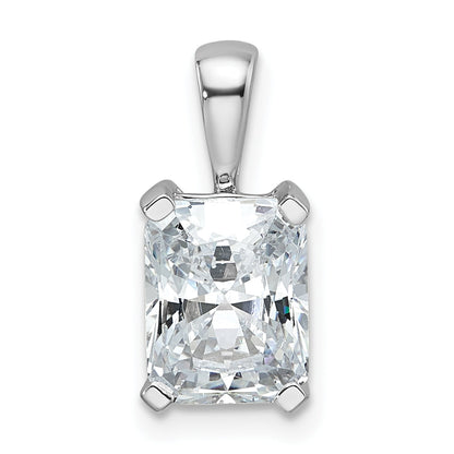 14K White Gold 2 Carat Lab Grown Diamond Vs+ F+ Radiant Complete Four Prong Pendant