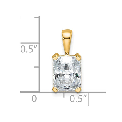 14k Yellow Gold 2 Ct. Lab Grown Diamond VS/SI+ G+ Radiant Four Prong Pendant