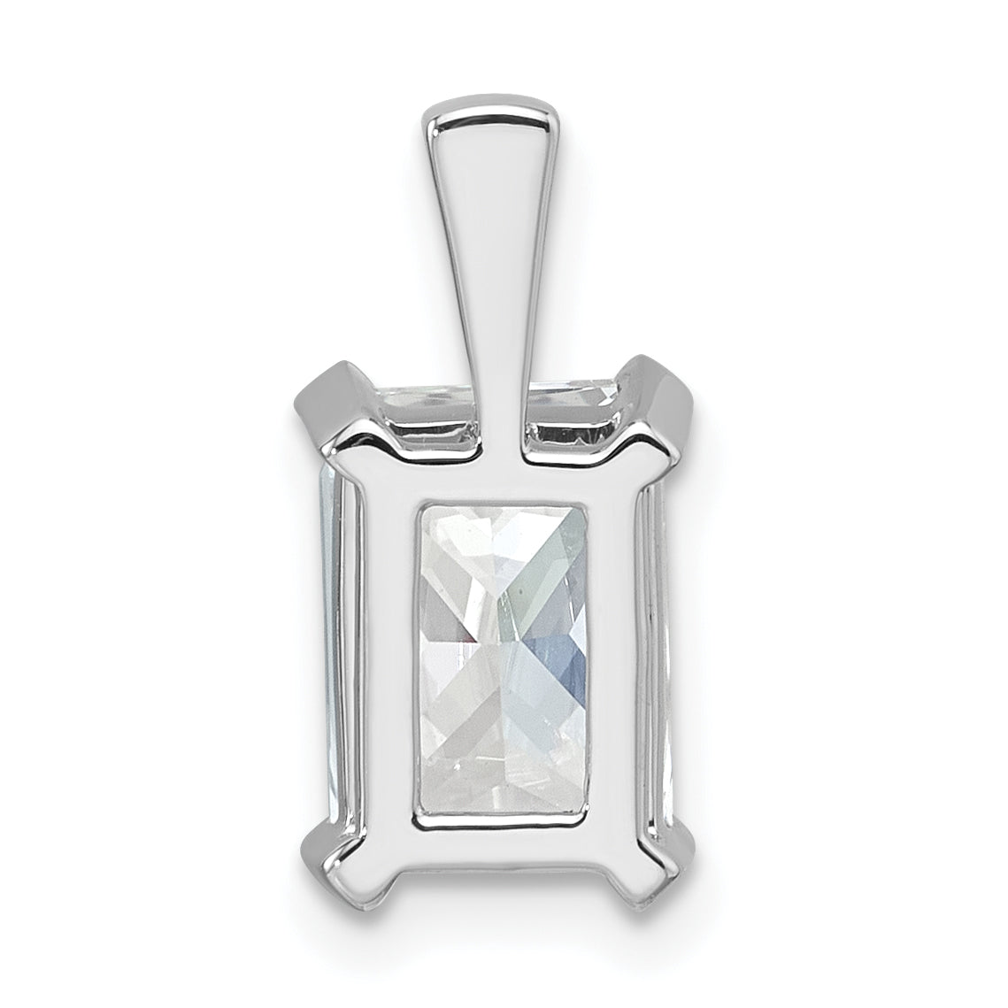 14K White Gold 2 1/2 Carat Certified Lab Grown Diamond Vs+ F+ Radiant Complete Four Prong Pendant