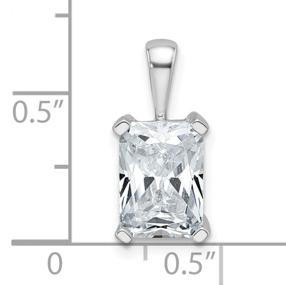 14K White Gold 2 1/2 Carat Certified Lab Grown Diamond Vs+ F+ Radiant Complete Four Prong Pendant