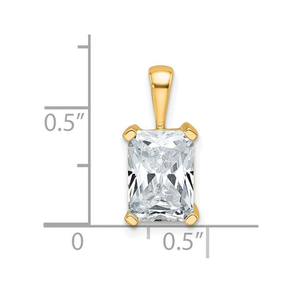 14k Yellow Gold 2 1/2 Ct. Certified Lab Grown Diamond VS/SI+ G+ Radiant Four Prong Pendant