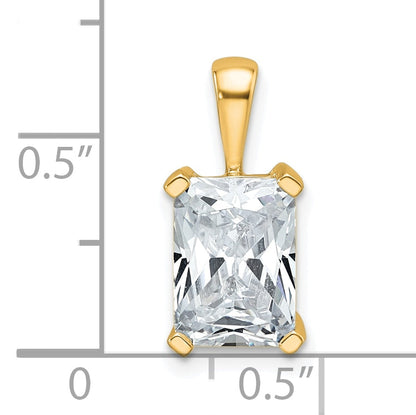14K Yellow Gold 2 1/2 Carat Certified Lab Grown Diamond Vs+ F+ Radiant Complete Four Prong Pendant