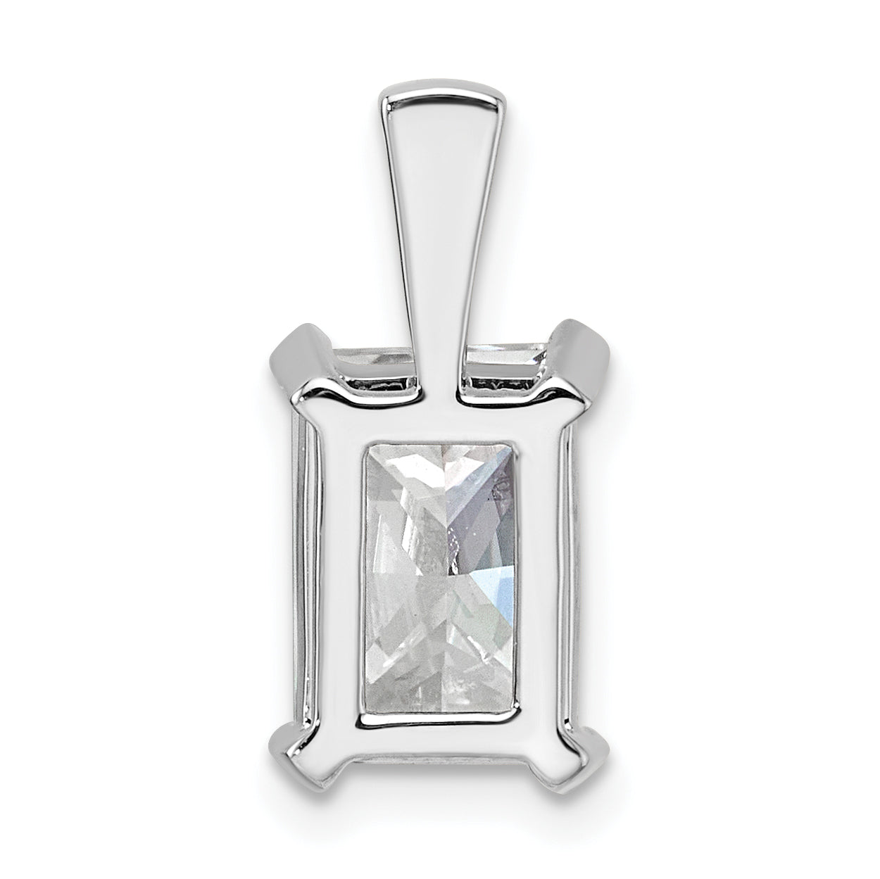 14K White Gold 3 Carat Certified Lab Grown Diamond Vs+ F+ Radiant Complete Four Prong Pendant