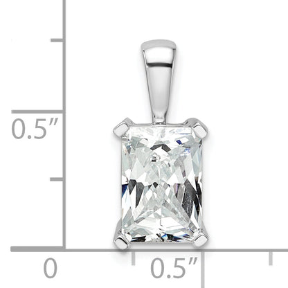 14K White Gold 3 Carat Lab Grown Diamond Vs+ F+ Radiant Complete Four Prong Pendant