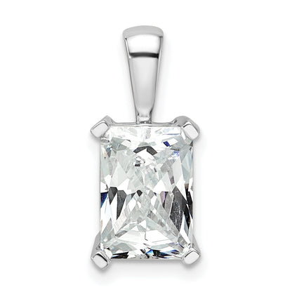 14K White Gold 3 Carat Lab Grown Diamond Vs+ F+ Radiant Complete Four Prong Pendant