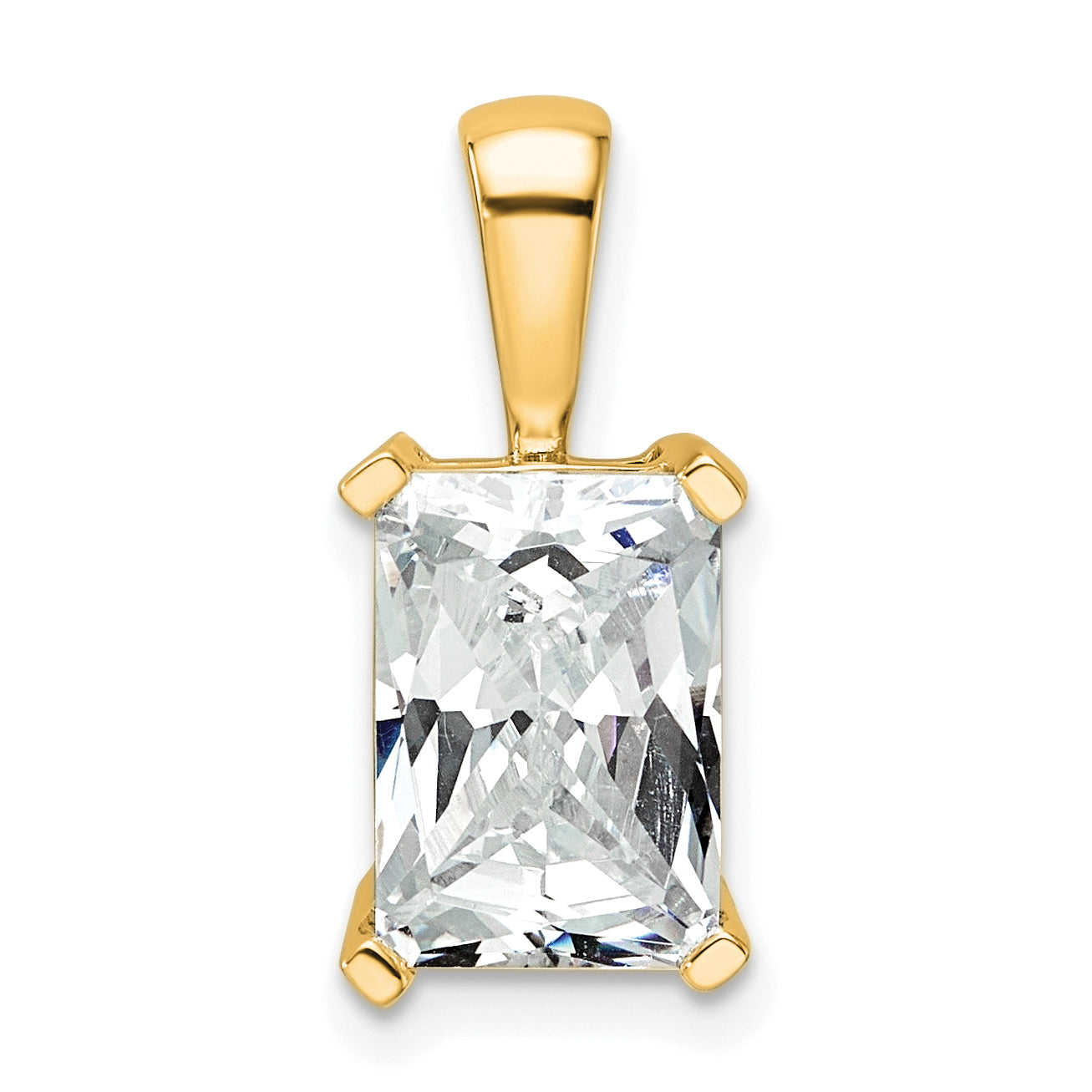 14K Yellow Gold 3 Carat Certified Lab Grown Diamond Vs+ F+ Radiant Complete Four Prong Pendant