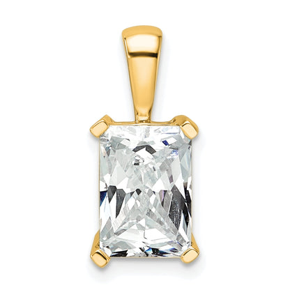14K Yellow Gold 3 Carat Certified Lab Grown Diamond Vs+ F+ Radiant Complete Four Prong Pendant