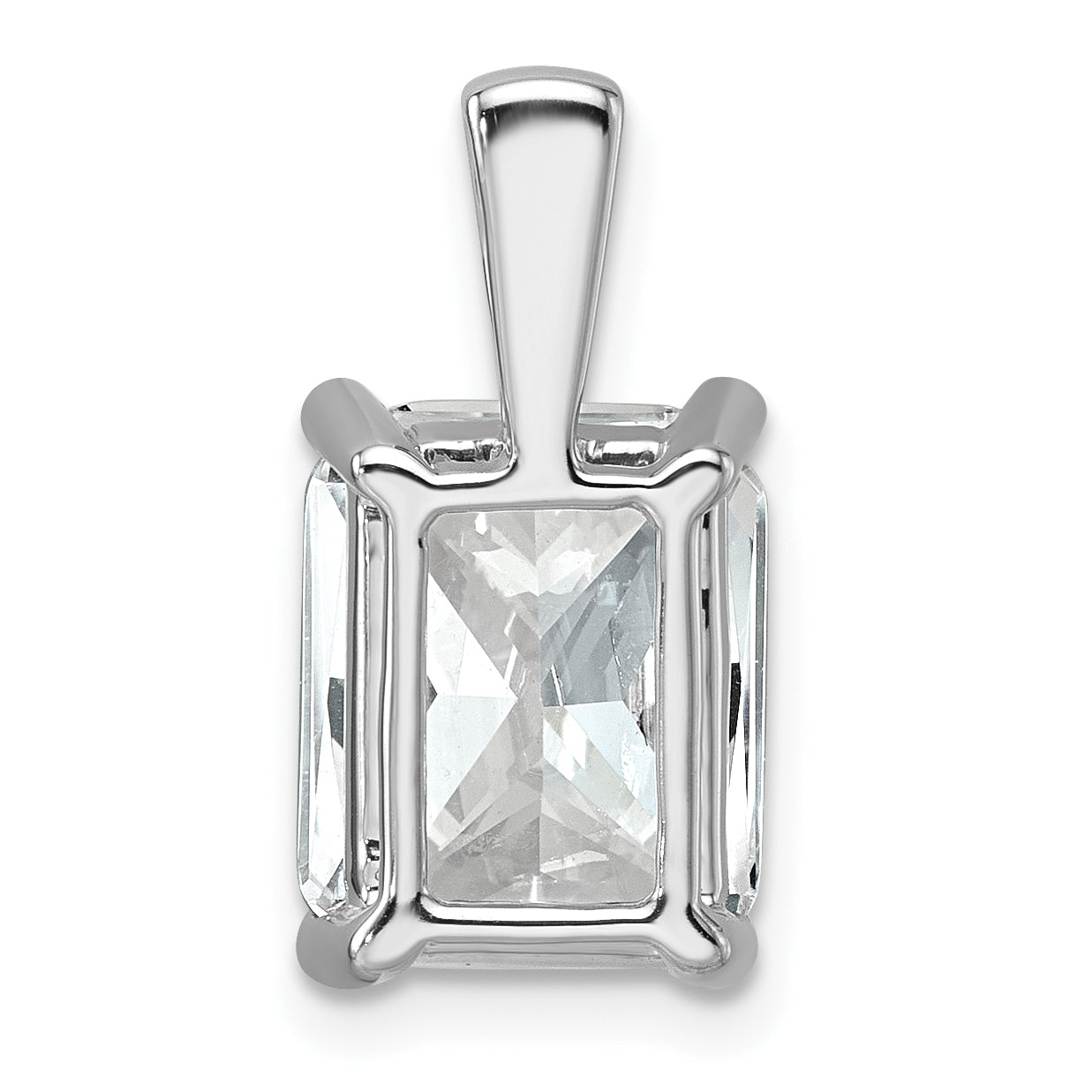 14K White Gold 4 Carat Certified Lab Grown Diamond Vs+ F+ Radiant Complete Four Prong Pendant