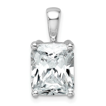 14K White Gold 4 Carat Lab Grown Diamond Vs+ F+ Radiant Complete Four Prong Pendant