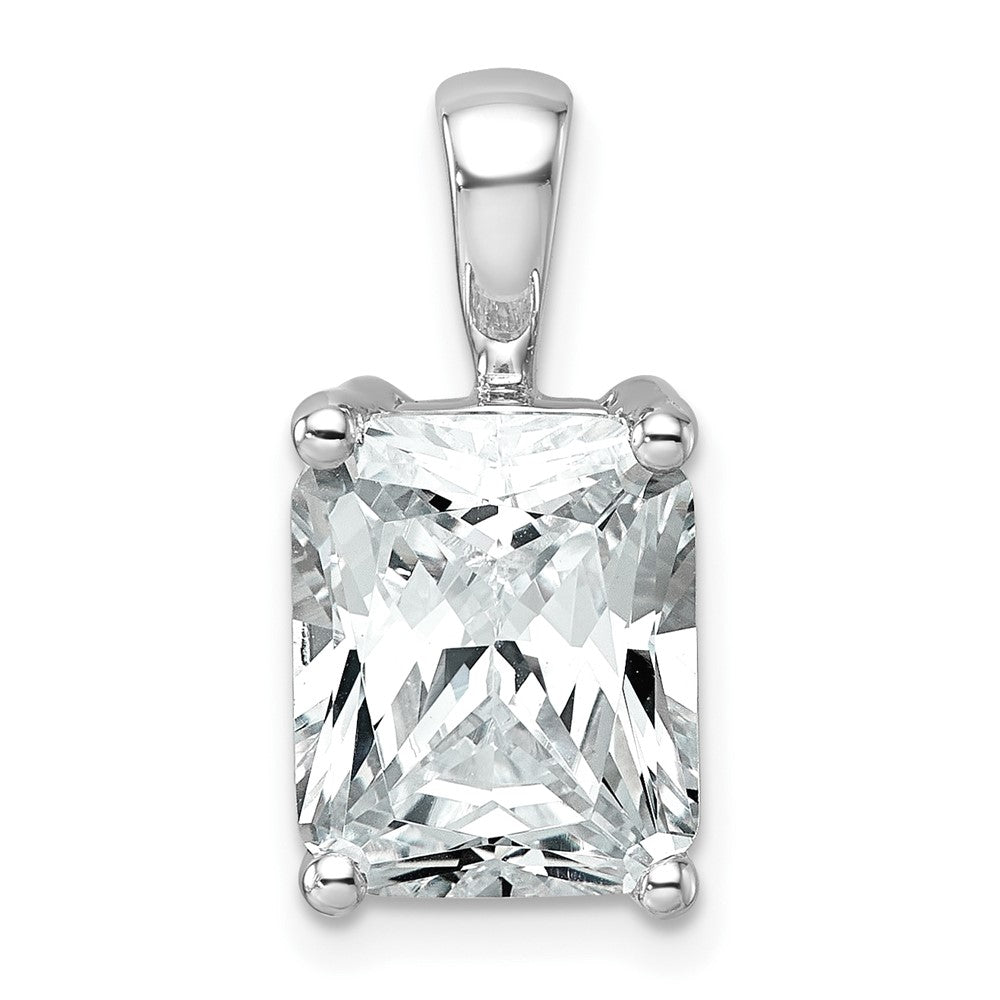 14k White Gold 4 Ct. Lab Grown Diamond VS/SI+ G+ Radiant Four Prong Pendant