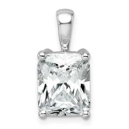 14K White Gold 4 Carat Certified Lab Grown Diamond Vs+ F+ Radiant Complete Four Prong Pendant