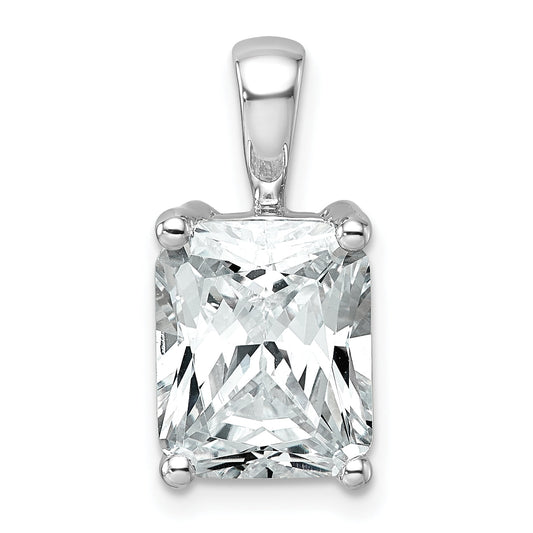 14K White Gold 4 Carat Certified Lab Grown Diamond Vs+ F+ Radiant Complete Four Prong Pendant