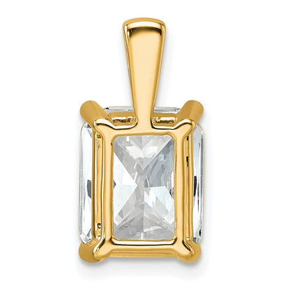 14K Yellow Gold 4 Carat Lab Grown Diamond Vs+ F+ Radiant Complete Four Prong Pendant