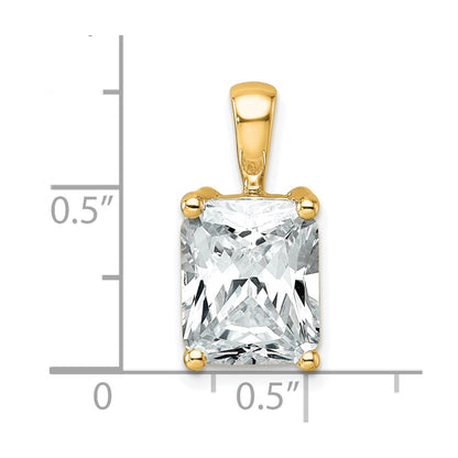 14K Yellow Gold 4 Carat Lab Grown Diamond Vs+ F+ Radiant Complete Four Prong Pendant