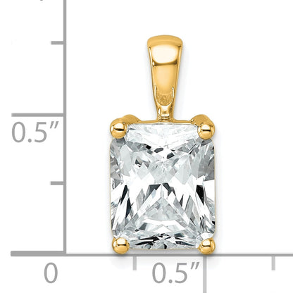 14K Yellow Gold 4 Carat Certified Lab Grown Diamond Vs+ F+ Radiant Complete Four Prong Pendant