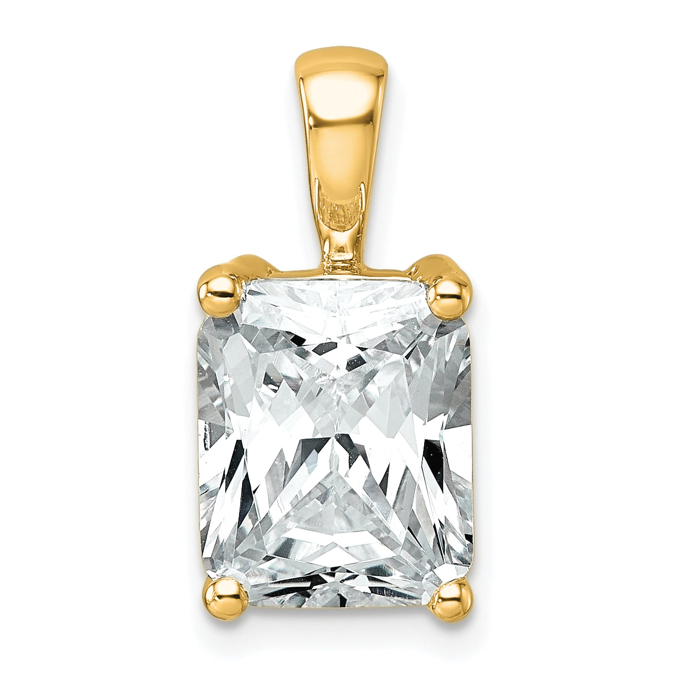 14K Yellow Gold 4 Carat Certified Lab Grown Diamond Vs+ F+ Radiant Complete Four Prong Pendant