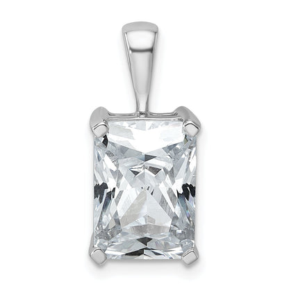 14K White Gold 5 Carat Lab Grown Diamond Vs+ F+ Radiant Complete Four Prong Pendant