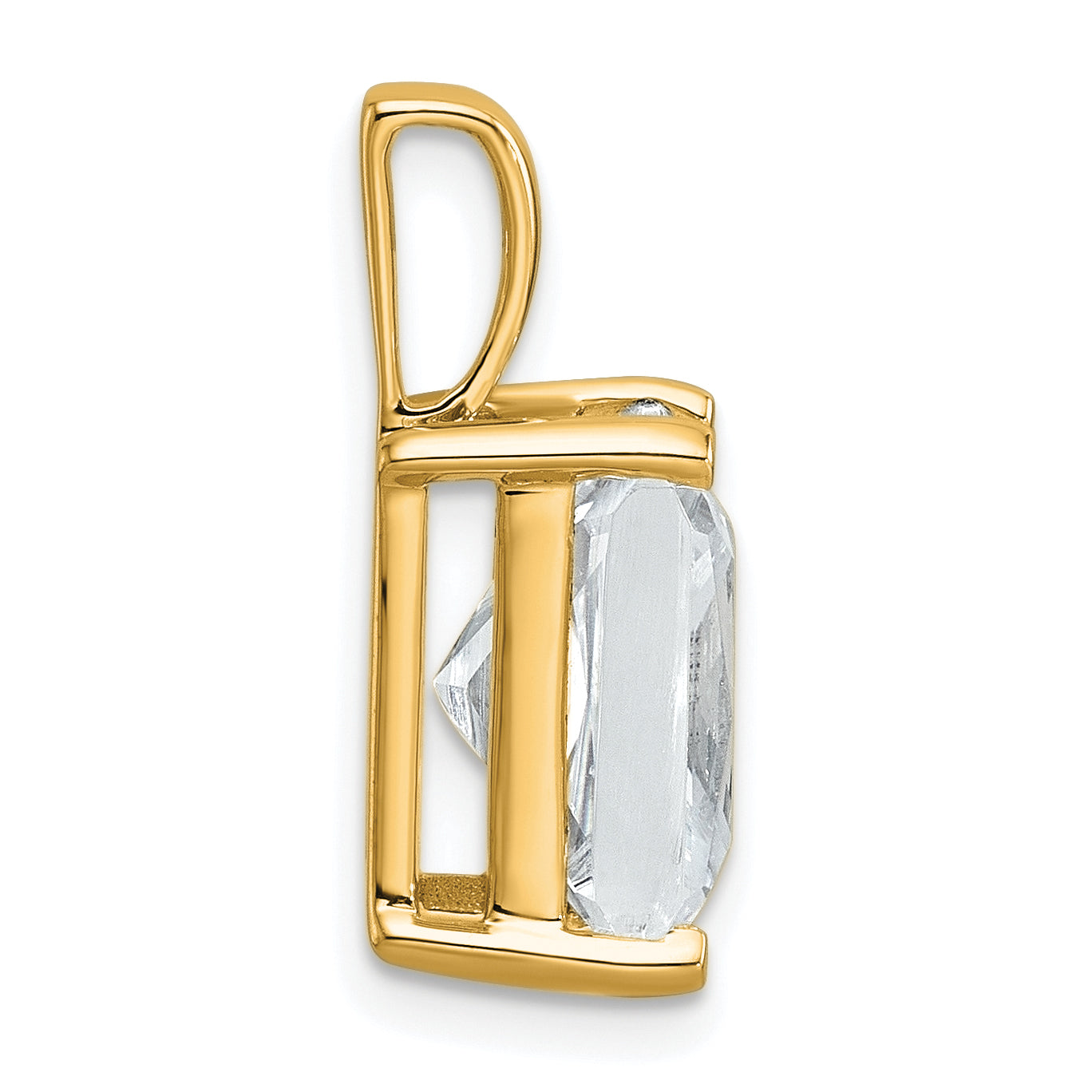 14K Yellow Gold 5 Carat Lab Grown Diamond Vs+ F+ Radiant Complete Four Prong Pendant