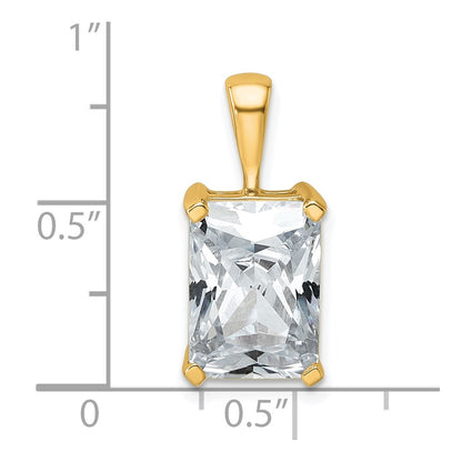 14k Yellow Gold 5 Ct. Lab Grown Diamond VS/SI+ G+ Radiant Four Prong Pendant