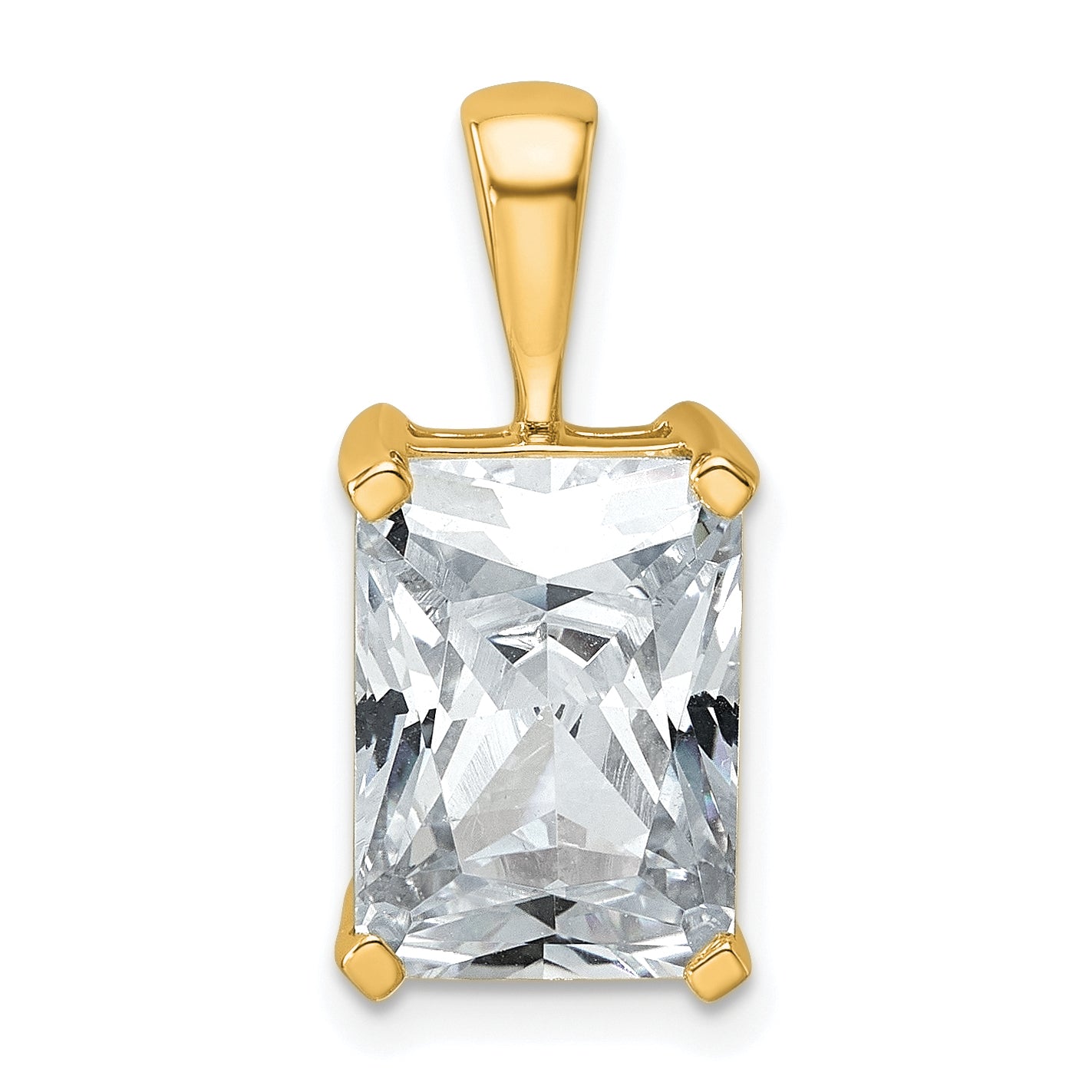 14K Yellow Gold 5 Carat Certified Lab Grown Diamond Vs+ F+ Radiant Complete Four Prong Pendant