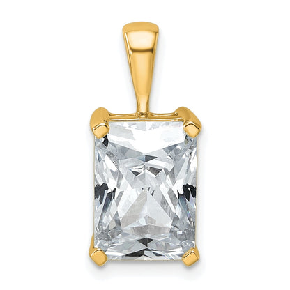 14K Yellow Gold 5 Carat Certified Lab Grown Diamond Vs+ F+ Radiant Complete Four Prong Pendant
