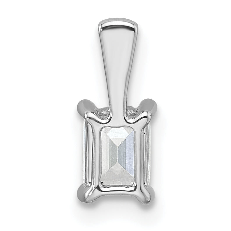 14k White Gold 1/2 Ct. Lab Grown Diamond VS/SI+ G+ Emerald Four Prong Pendant