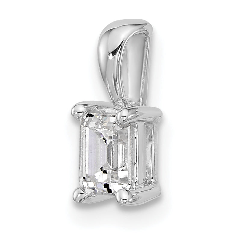 14k White Gold 1/2 Ct. Lab Grown Diamond VS/SI+ G+ Emerald Four Prong Pendant