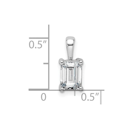 14k White Gold 1 Ct. Certified Lab Grown Diamond VS/SI+ G+ Emerald Four Prong Pendant