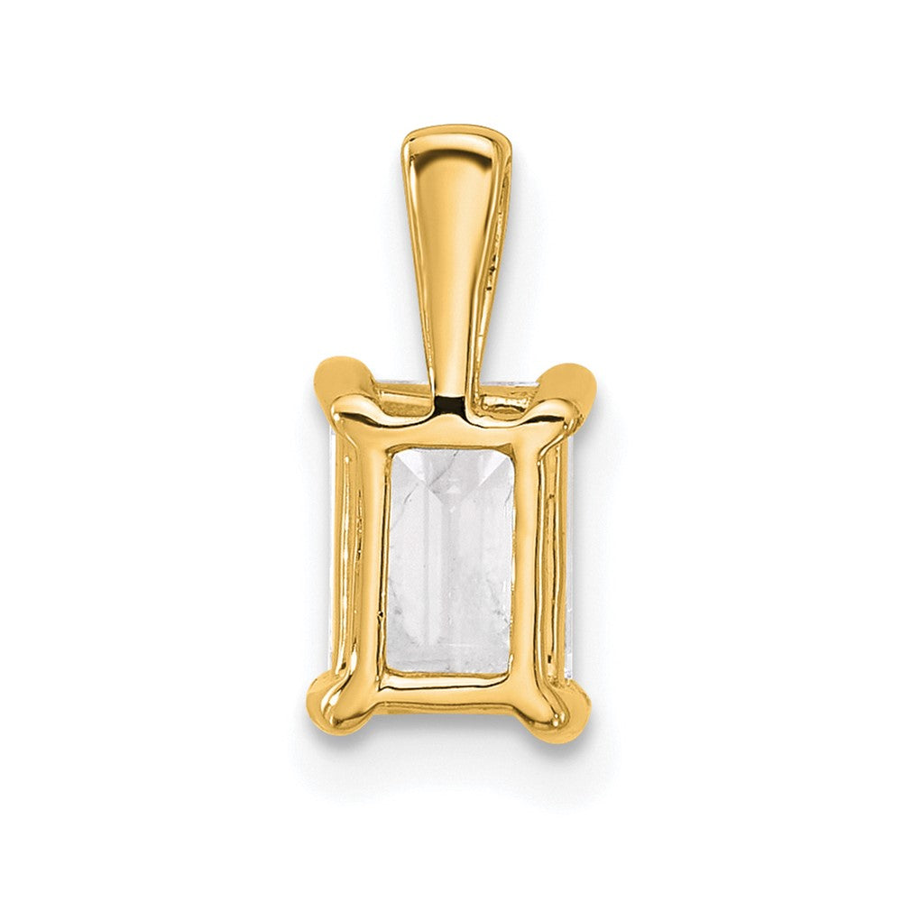 14K Yellow Gold 1 Carat Lab Grown Diamond Vs+ F+ Emerald Complete Four Prong Pendant