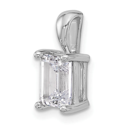 14k White Gold 1 1/2 Ct. Certified Lab Grown Diamond VS/SI+ G+ Emerald Four Prong Pendant