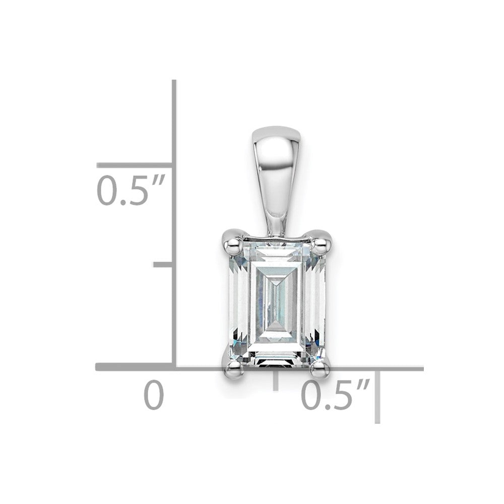 14K White Gold 1 1/2 Carat Lab Grown Diamond Vs+ F+ Emerald Complete Four Prong Pendant