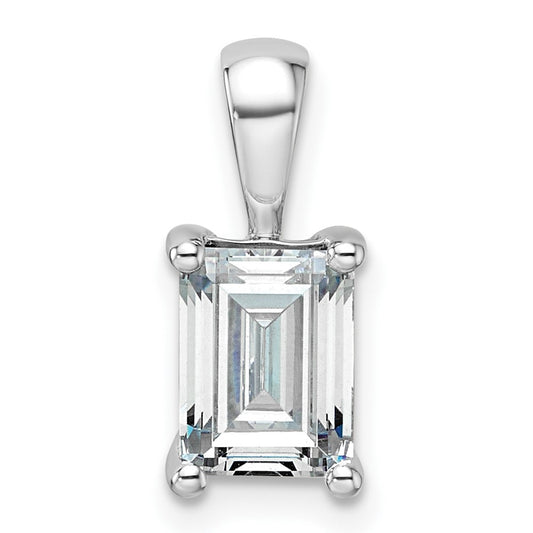 14k White Gold 1 1/2 Ct. Certified Lab Grown Diamond VS/SI+ G+ Emerald Four Prong Pendant