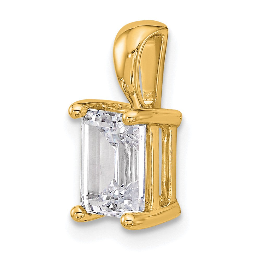 14k Yellow Gold 1 1/2 Ct. Certified Lab Grown Diamond VS/SI+ G+ Emerald Complete Four Prong Pendant