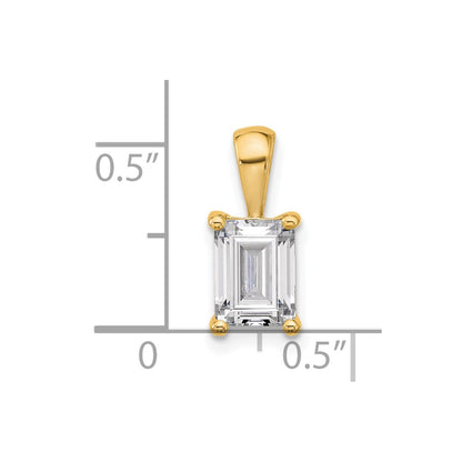 14k Yellow Gold 1 1/2 Ct. Certified Lab Grown Diamond VS/SI+ G+ Emerald Complete Four Prong Pendant